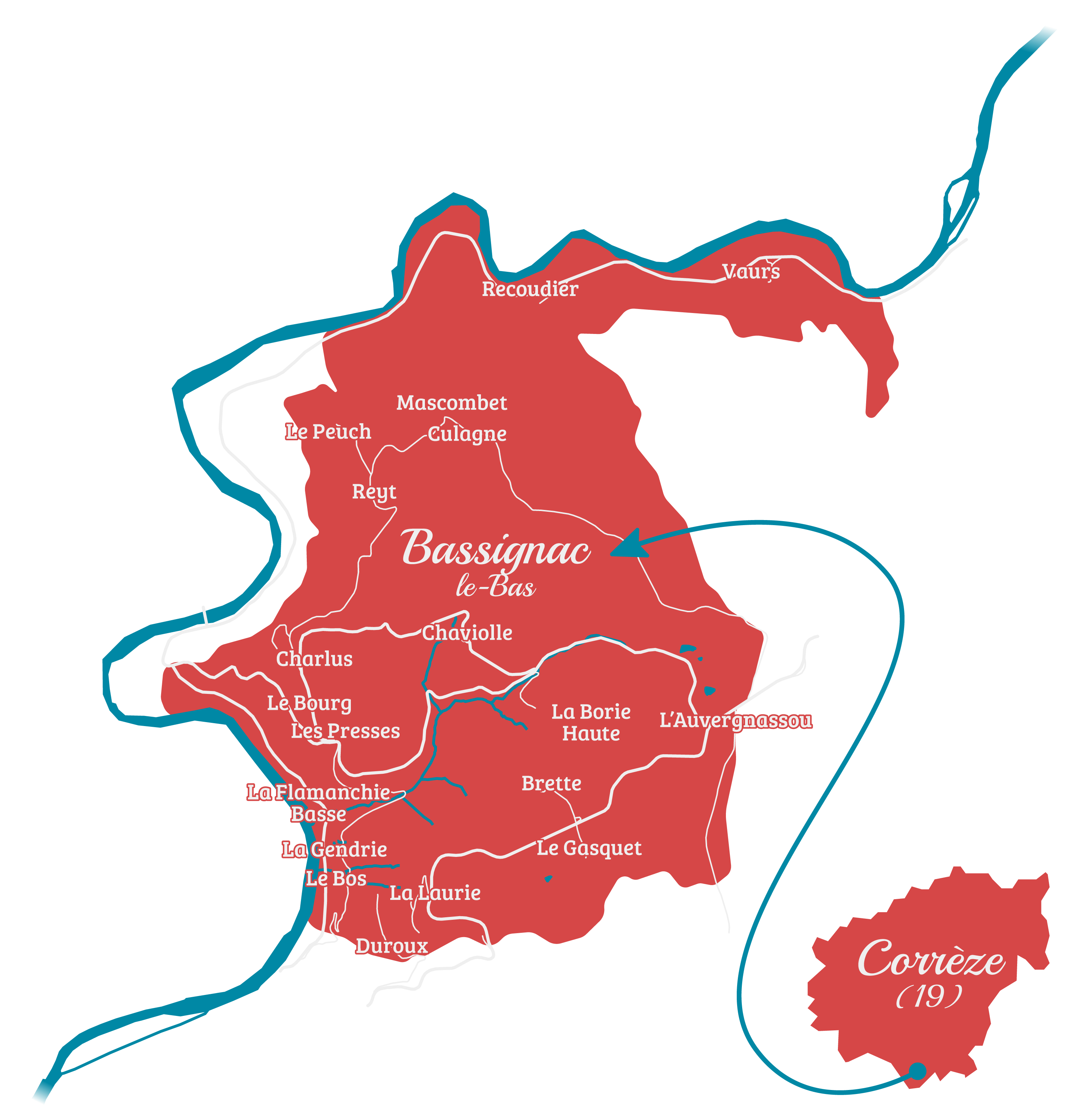 Carte de Bassignac-le-Bas