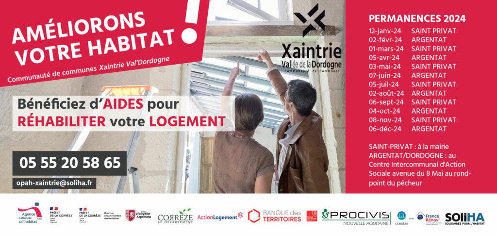 Dates des permanences 2024 pour informations sur les aides à la réhabilitation de logements.